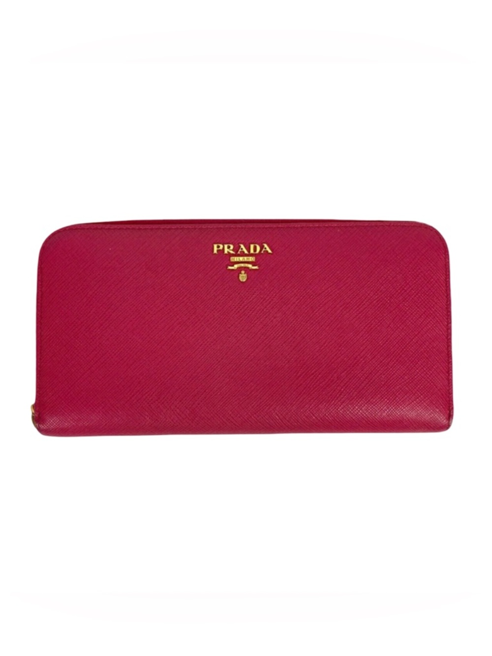 ✨PRADA Peonia Pink Saffiano Leather long Zip Wallet EUC - Picture 9 of 9